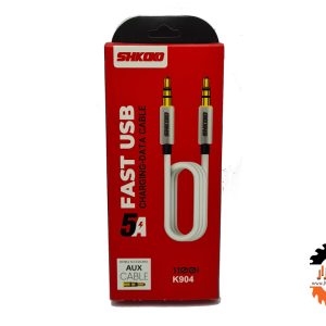 کابل AUX مدل K904 طول 1.1 متر | استریو با سر سوکت طلایی و رنگ قرمز